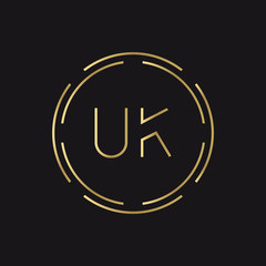 Initial UK Logo Creative Typography Vector Template. Digital Abstract Letter UK Logo Design