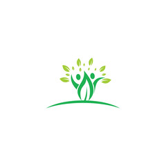 human with leaf nature logo for spa logo template