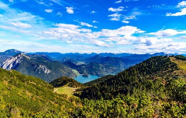 Walchensee. with alps mountains. Bavaria, Germany
