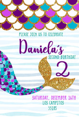 Image of happy birthday mermaid card invitation printed on Printed Glass Splashbacks