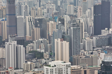 Fototapeta na wymiar BANGKOK/THAILAND - 10th Nov, 2019 : Aerial view of Bangkok skyline and skyscraper.