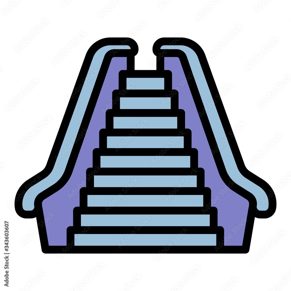 Poster Front view escalator icon. Outline front view escalator vector icon for web design isolated on white background