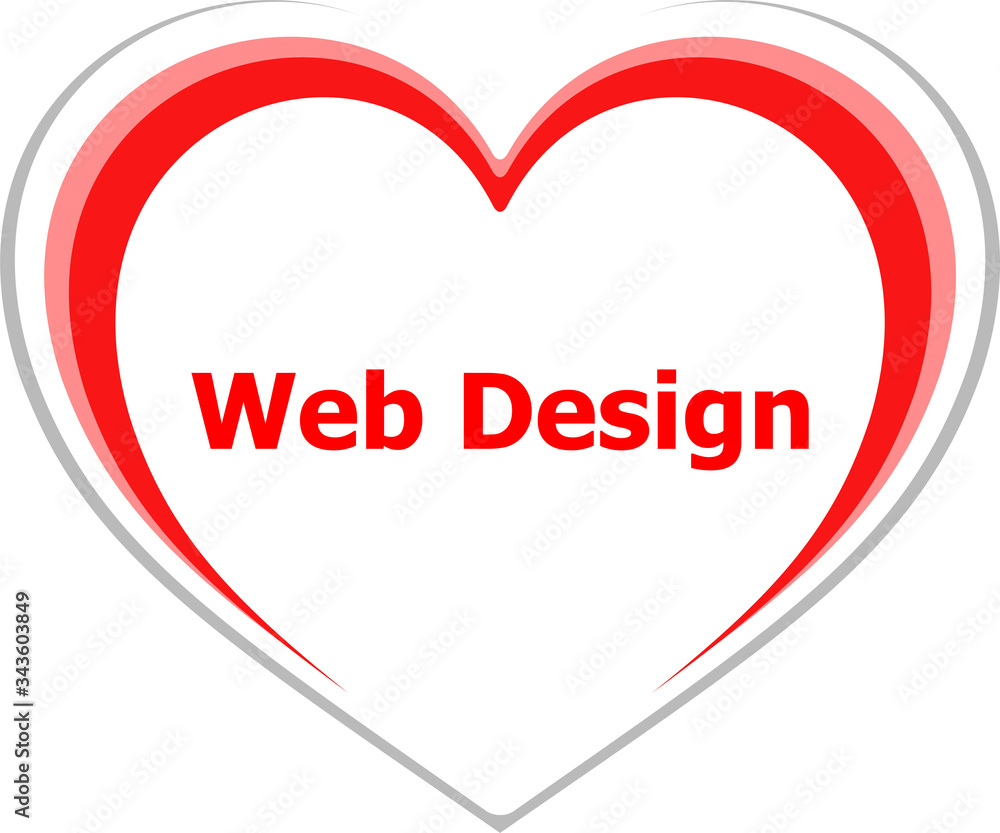 Poster text web design. it concept . love heart icon button for web services and apps
