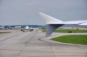 Airplane on the runaway at the airport, Houston, Texas