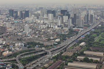 
BANGKOK/THAILAND - 10th Nov, 2019 : Aerial view of Bangkok skyline and skyscraper.