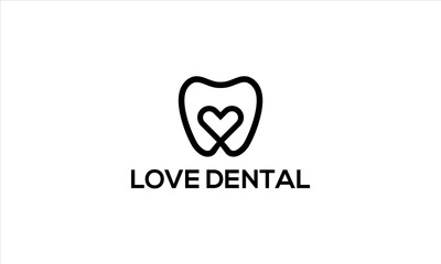 combination of dental and love logo design