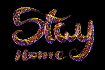 Stay at home inscription. Selfisilation Coronavirus COVID-19. Epidemic condition illustration