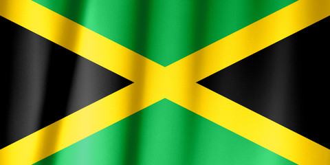 Jamaica flag pattern on the fabric texture ,vintage style
