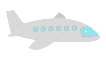 Vector plane isolated on white background. Summer clipart element. Cute transport illustration for kids. Vacation beach object.  Flat transportation icon..