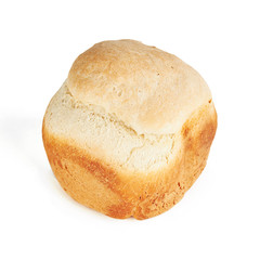 homemade wheat bread loaf isolated on a white. cooking candid concept.