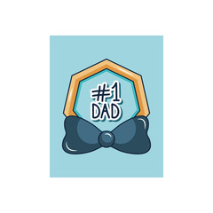 Happy fathers day concept, number 1 dad and bow tie icon