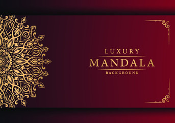 Luxury ornamental mandala design background with golden arabesque pattern arabic islamic east style	
