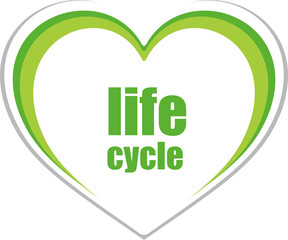 life cycle words. Social concept . Love heart icon button for web services and apps