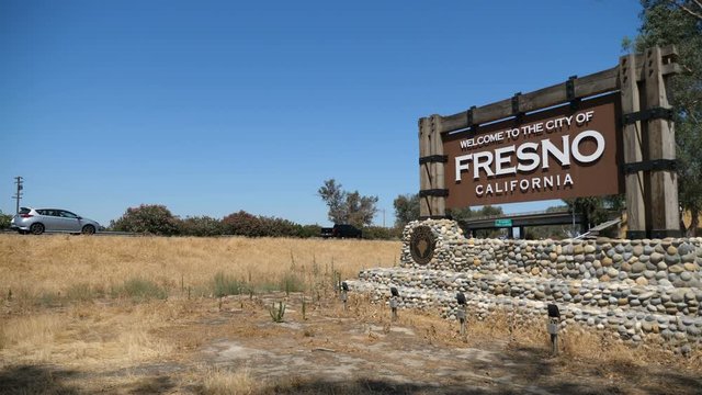 Welcome sign for the City of Fresno California