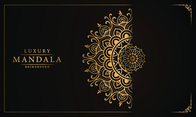 Luxury ornamental mandala design background with golden arabesque pattern arabic islamic east style	
