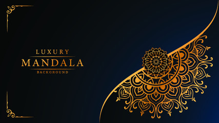 Luxury ornamental mandala design background with golden arabesque pattern arabic islamic east style	
