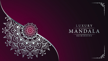 Luxury ornamental mandala design background with silver arabesque pattern arabic islamic east style	

