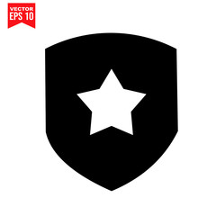 SHIELD STAR Icon symbol Flat vector illustration for graphic and web design.
