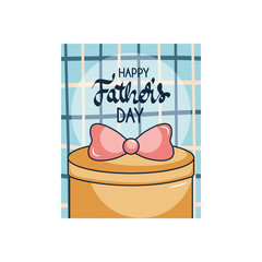 Happy fathers day card with gift box and decorative bow icon
