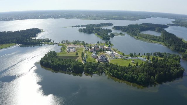 aerial view of Valday Iversky Russian Orthodox Monastery