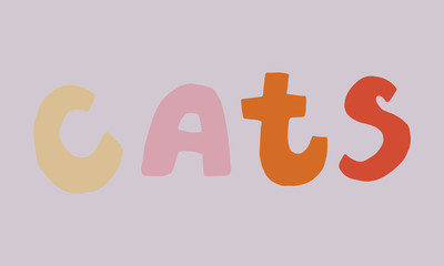Hand drawn calligraphy lettering cat meow cute word. vector illustration