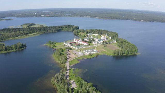 aerial view of Valday Iversky Russian Orthodox Monastery