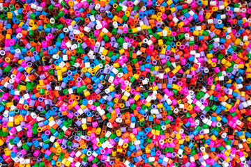 Top view of colorful beads background
