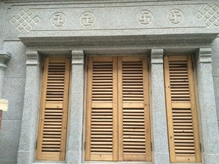 old window with shutters