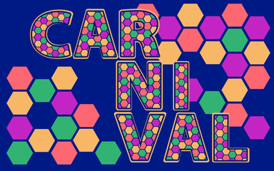 Carnival word colorful mosaic pattern alphabet illustration