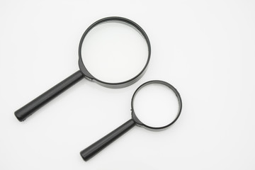 Magnifying glass, (magnifying glass with metal frame).