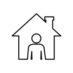 stay home concept, house and pictogram man icon, gradient style