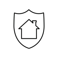 Obraz premium stay home concept, shield with house icon, line style