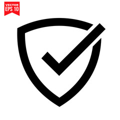 shield checklist icon Icon symbol Flat vector illustration for graphic and web design.