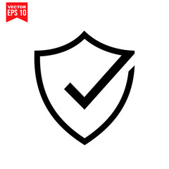 shield checklist icon Icon symbol Flat vector illustration for graphic and web design.