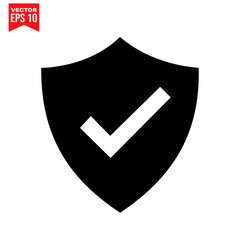 shield checklist icon Icon symbol Flat vector illustration for graphic and web design.