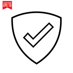 shield checklist icon Icon symbol Flat vector illustration for graphic and web design.