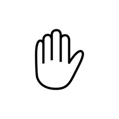 Stop hand icon in outline style on white background