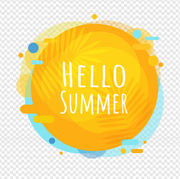 Hello Summer Poster Speech Bubble Isolated Transparent Background