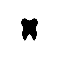 Tooth Icon, Dentistry symbol in black flat design on white background