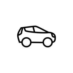 Car Icon, Automobile symbol in outline style on white background