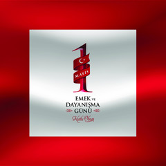 Minimal design for May 1st labor and solidarity day card. (Turkish: 1 mayıs emek ve dayanışma günü, işçi bayramı kutlu olsun) Labour day design for label, social media, banner.