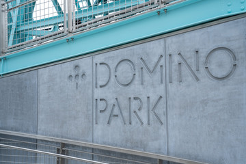 Domino park sign in Williamsburg, New York.