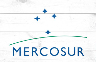 July 16, 2019, Brazil. In this photo illustration the Mercosur soon appears on a flag.