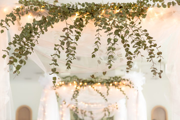 wedding decor eucalyptus tulle