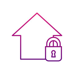 stay home concept, padlock and house icon, gradient style