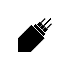 optic fiber cable icon template, optic fiber symbol vector sign in black flat shape design isolated on white background