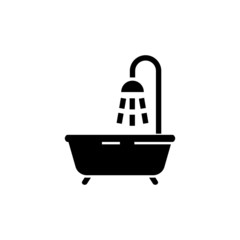Shower icon template, Shower symbol vector sign in black flat shape design on white background