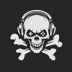 Video games related t-shirt design. Hardcore gamer text. Vector vintage illustration. © chelovector