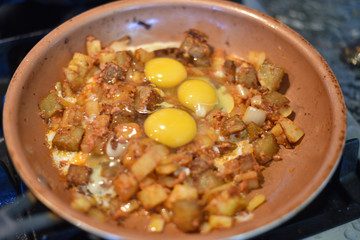 Chorizo and Eggs in a Skillet