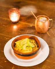 Tortilla bowl with moscow mule cocktail